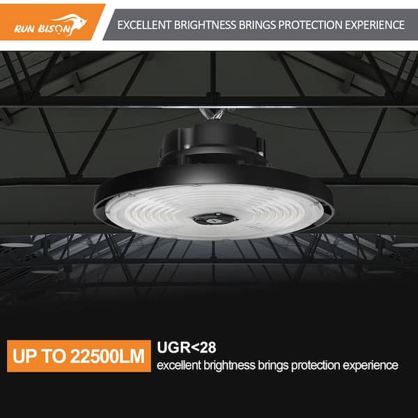 8-Pack 10.24in. Integrated UFO LED High Bay Light Fixture LED Commercial lighting, up to 22500 Lumen, 0-10V Dimmable