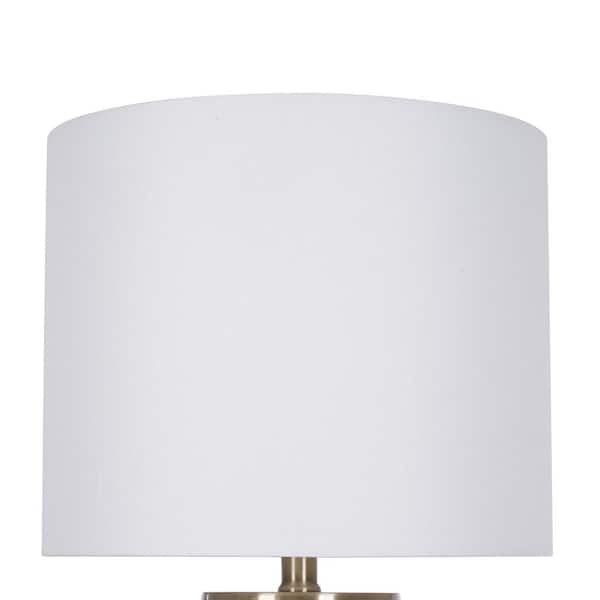 Krislyn 24 in. Clear Water Glass Table Lamp with White Linen Shade