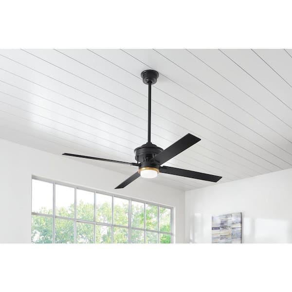Lincolnshire 60 in. LED Matte Black Ceiling Fan with Light