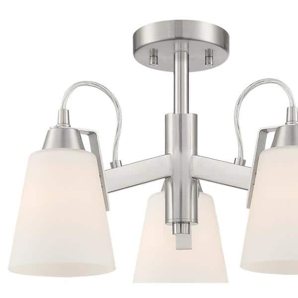 Beckonridge 6-Light Brushed Nickel Chandelier with Etched Opal Glass Shades