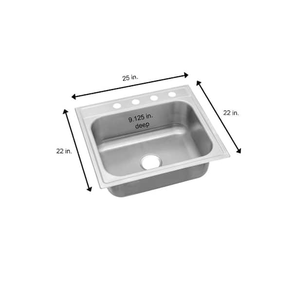 Pergola 25 in. Drop in Single Bowl Drop in 20 Gauge Stainless Steel Kitchen Sink