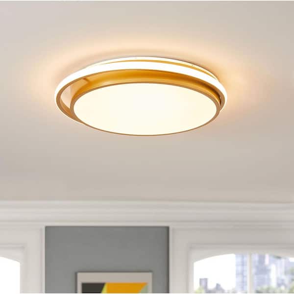 17.7 in. 2-Light Gold Unique/Statement LED Flush Mount Home Hollow Design Ceiling Lighting