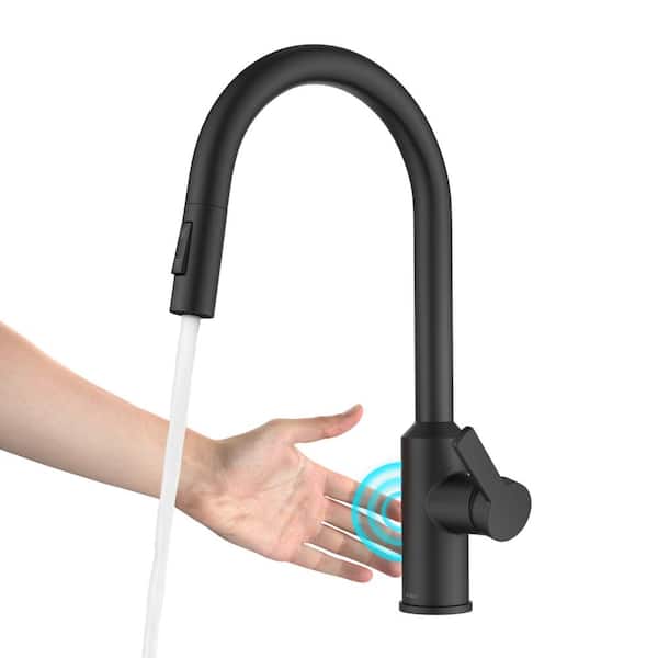 Oletto Touchless Sensor Single Handle Pull Down Sprayer Kitchen Faucet in Matte Black
