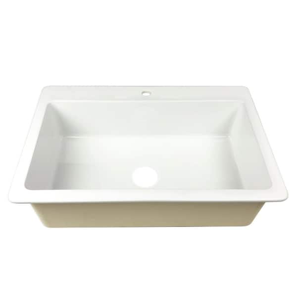 Jackson 33 in. 1-Hole Drop-in Single Bowl Crisp White Fireclay Kitchen Sink