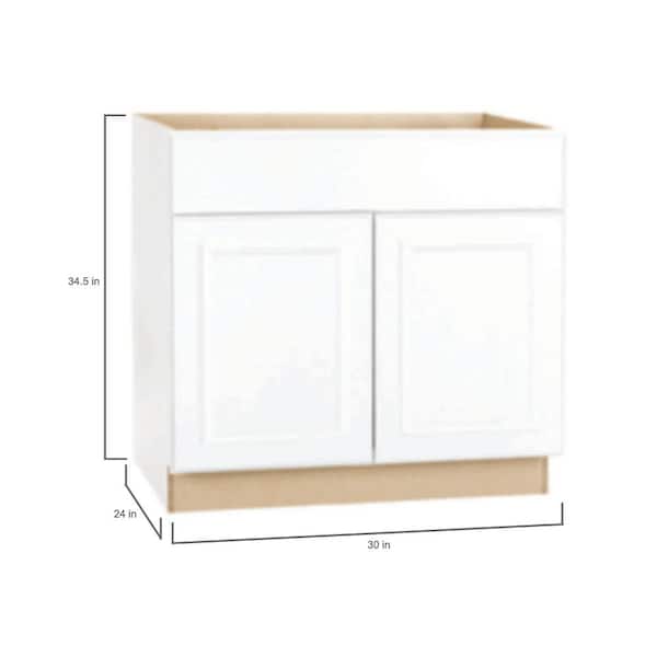 Hampton 30 in. W x 24 in. D x 34.5 in. H Assembled Sink Base Kitchen Cabinet in Satin White