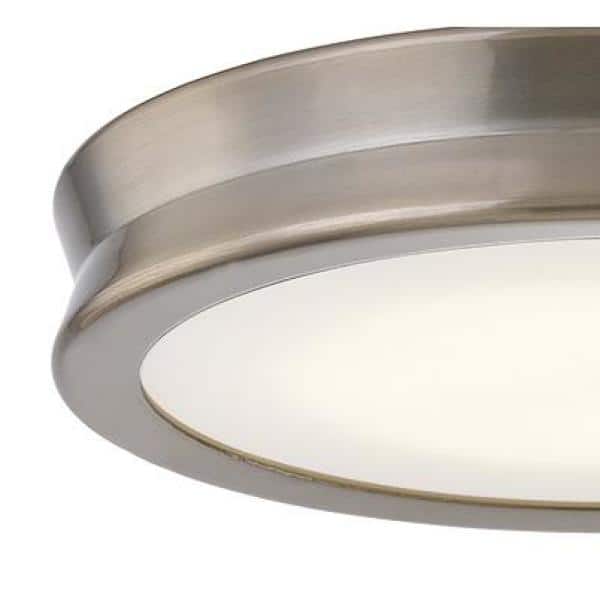 Fusion Bevel 8.5 in. 1-Light Brushed Brass LED Flush-Mount with Opal Glass Shade