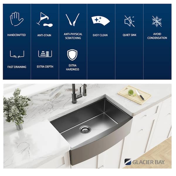 Gunmetal Black Stainless Steel 36 in. 18-Gauge Single Bowl Farmhouse Apron Kitchen Sink