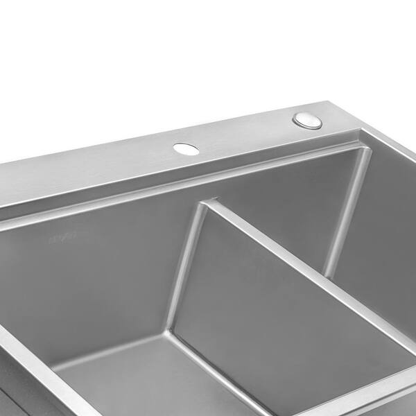 33 in. Double Bowl Drop-in 16-Gauge Stainless Steel Ledge Kitchen Sink 60/40