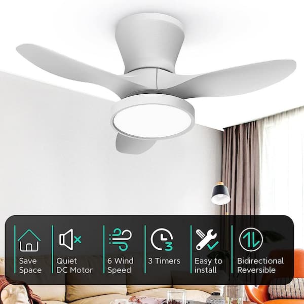 32 in. LED Indoor White Small Ceiling Fan with Light and Remote and Quiet Reversible DC Motor, 3 CCT Light Kit