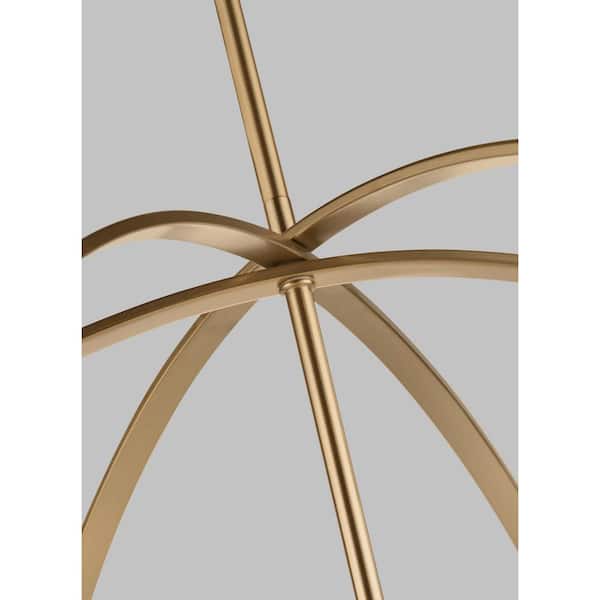 Alturas 9-Light Satin Brass Modern Hanging Globe Chandelier with Clear Seeded Glass Shades