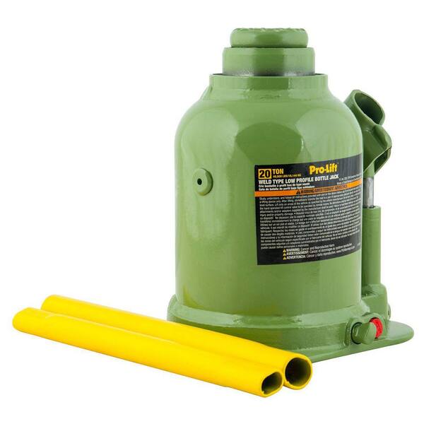 20-Ton Welded Bottle Jack with Side Pump 2-Piece Handle
