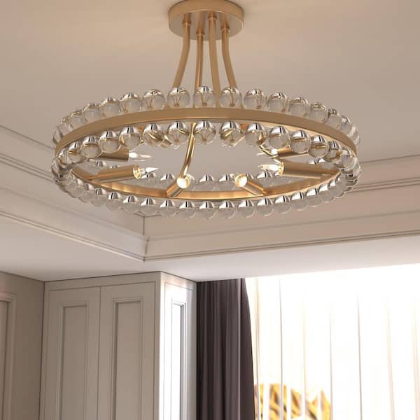 Jackson 8-Light 24 in. Bronze Semi-Flush Mount With Crystal