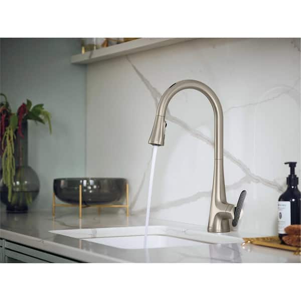 Sinema Single-Handle Smart Touchless Pull Down Sprayer Kitchen Faucet with Voice Control and Power Boost in Stainless