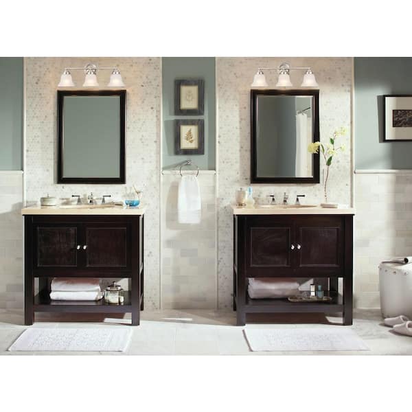 Ashhurst 3-Light Brushed Nickel Classic Traditional Bathroom Vanity Light with Frosted Glass Shades