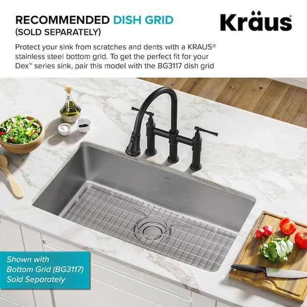 Dex 33 Undermount 16 Gauge Stainless Steel Single Bowl Kitchen Sink