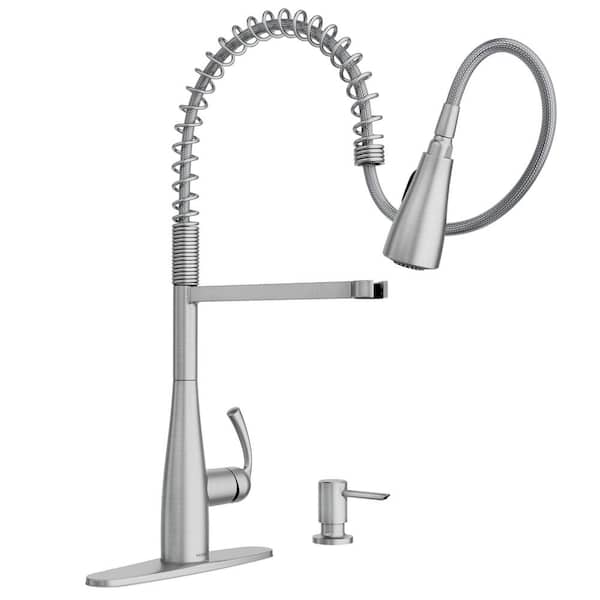 Essie Single-Handle Pre-Rinse Spring Pulldown Sprayer Kitchen Faucet with Power Clean in Spot Resist Stainless