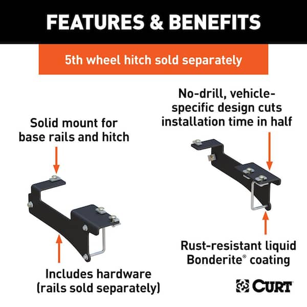 Custom 5th Wheel Brackets, Select Chevrolet Silverado, GMC Sierra 2500, 3500 HD