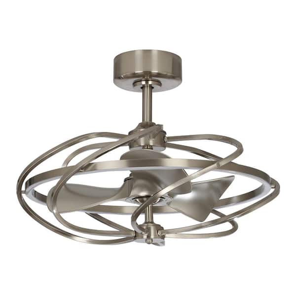 27 in. Bucholz Satin Nickel Downrod Mount LED Chandelier Ceiling Fan with Light and Remote Control