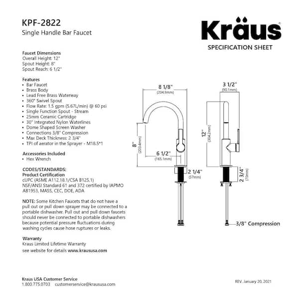 Oletto Single-Handle Kitchen Bar Faucet in Matte Black