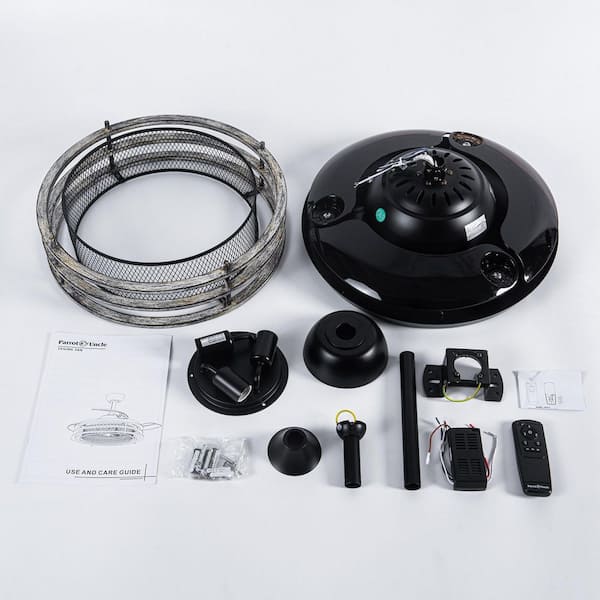 42 in. Industrial Retractable 3-Blade Matte Black Ceiling Fan with Remote Control and Light Kit