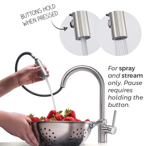 Stellen Single-Handle Bar Faucet with Pull-Down Sprayer in Stainless Steel