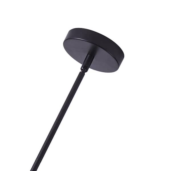 Industrial 6-Light Drum Black Cage Chandelier Farmhouse Metal Hanging Light Fixture