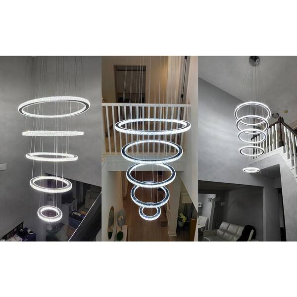 Jefferson 5-Light Clear/Chrome Unique Integrated LED Chandelier with Crystal Accents