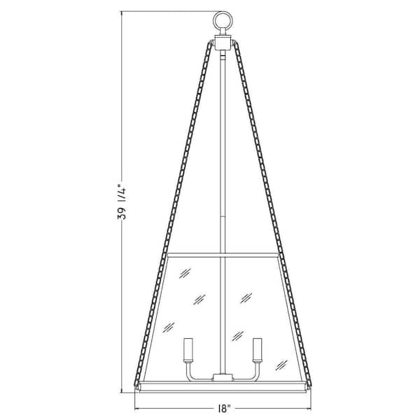 Prescott 18 in. 4-Light Empire Pendant Rubbed Brass with Clear Glass Shade
