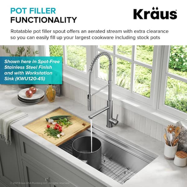 Artec Pro Pull-Down Single Handle Kitchen Faucet with Pot Filler in Matte Black / Spot Free Black Stainless Steel