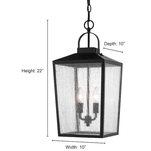 2-Light 12 in. Powder Coat Bronze Outdoor Lantern Pendant