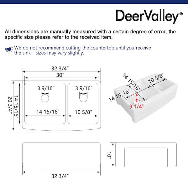 White Ceramic 33 in. L 40/60 Rectangular Double Bowl Farmhouse Apron Kitchen Sink with Sink Grid and Basket Strainer