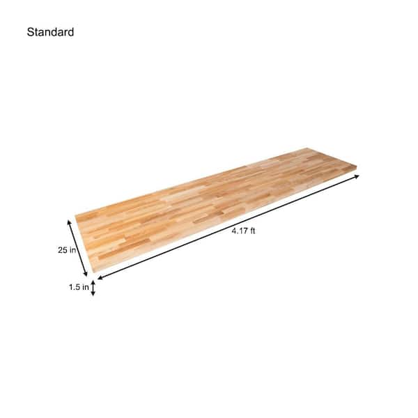 4 ft. L x 25 in. D Unfinished Ash Solid Wood Butcher Block Countertop With Eased Edge