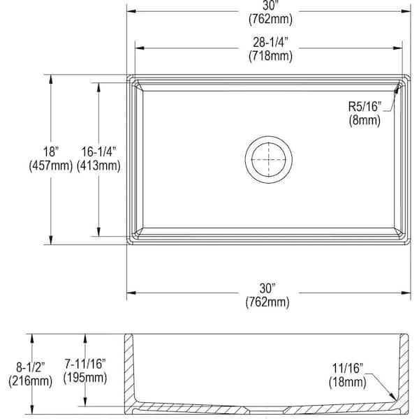 Burnham White Fireclay 30 in. Single Bowl Farmhouse Apron Kitchen Sink