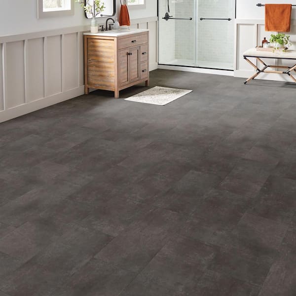 Overlook Slate 22 MIL x 11.9 in. W x 23.8 in. L Click Lock Waterproof Vinyl Tile Flooring (17.7 sqft/case)