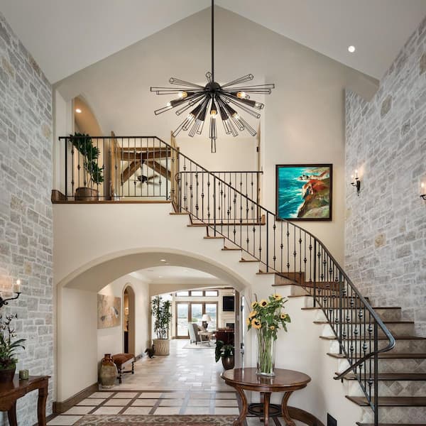 Aquin 10-Light Black Modern Geometric Sputnik Chandelier