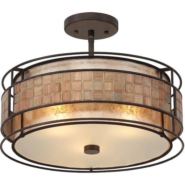 Laguna 3-Light Renaissance Copper Semi-Flush Mount