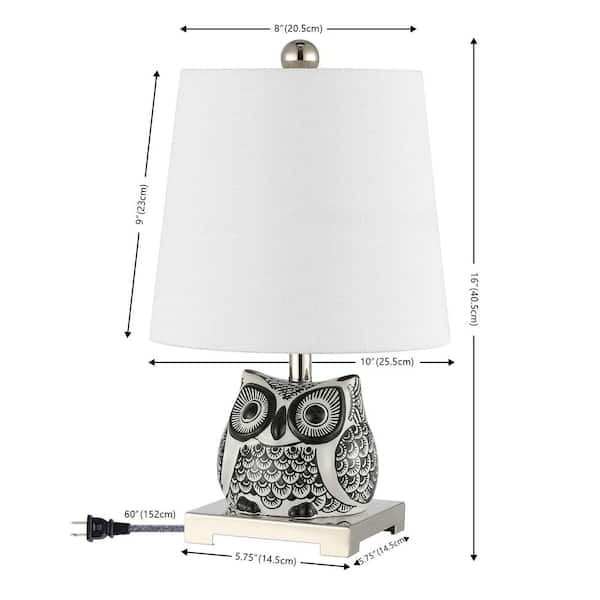 Justina 16 in. Black/White Ceramic Mini LED Table Lamp