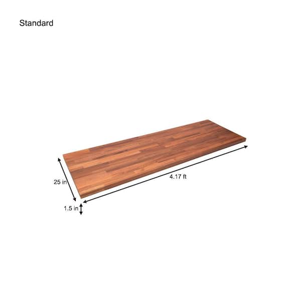 4 ft. L x 25 in. D Unfinished Sapele Solid Wood Butcher Block Countertop With Eased Edge