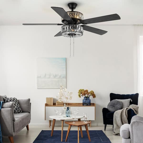 Duchess 52 in. Clear Crystal LED Ceiling Fan With Light