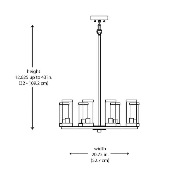 Loveland 8-Light Brushed Nickel Wagon Wheel Chandelier Light Fixture with Clear Glass Shades