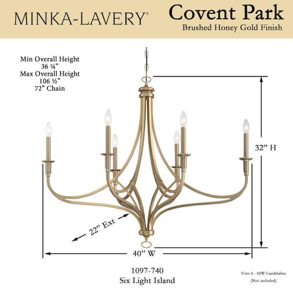 Covent Park 6-Light Brushed Honey Gold Chandelier