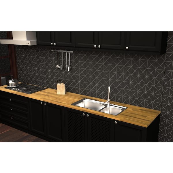6 ft. L x 25 in. D, Acacia Butcher Block Standard Countertop in Golden Teak with Square Edge