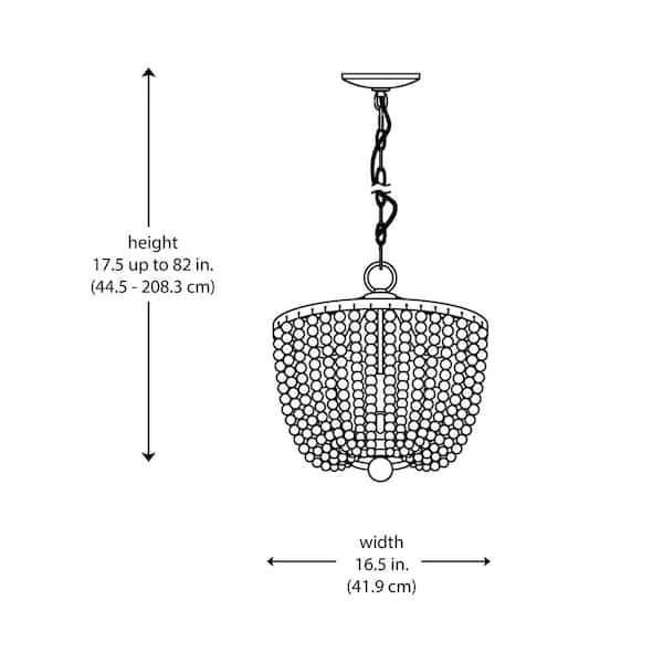 4-Light Black Beaded Chandelier Light Fixture with Hanging Beaded Shade