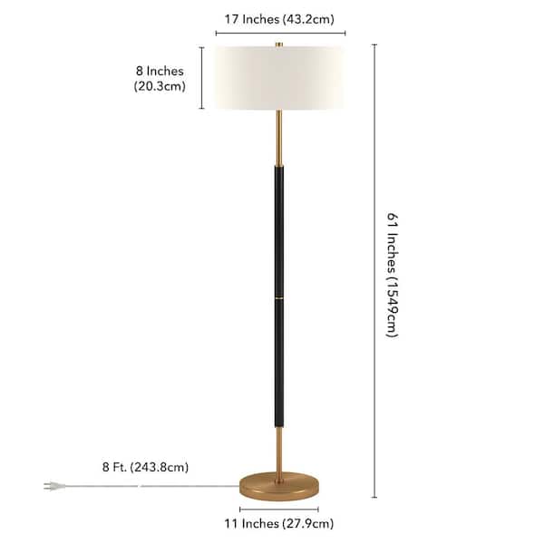 Simone 61.5 in. Matte Black and Brass Floor Lamp