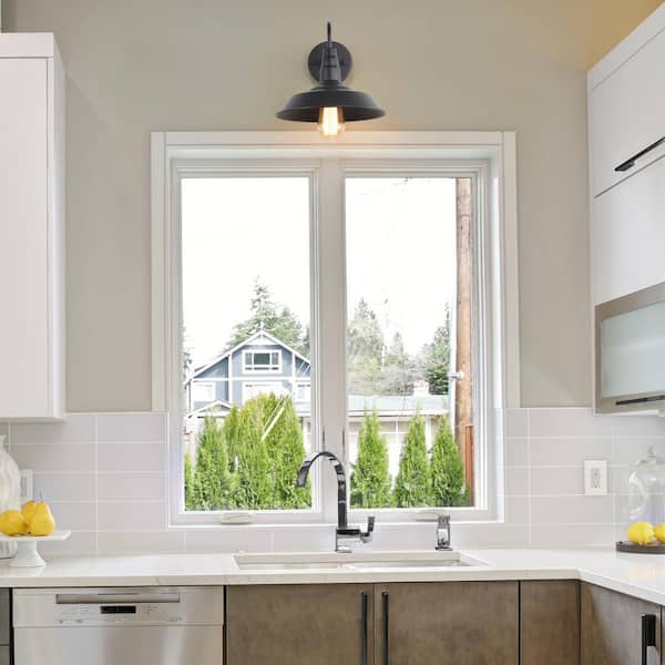 1-Light Black Industrial Classic Wall Sconce Barn Light Farmhouse Gooseneck Barn Vanity Wall Lamp