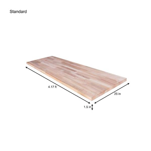 4 ft. L x 25 in. D Unfinished Beech Solid Wood Butcher Block Countertop With Eased Edge