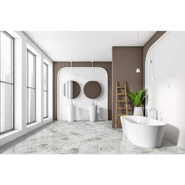 Hornbill Gray 16 in. x 32in. Polished Porcelain Stone Look Floor and Wall Tile (14.2 sq. ft./Case)