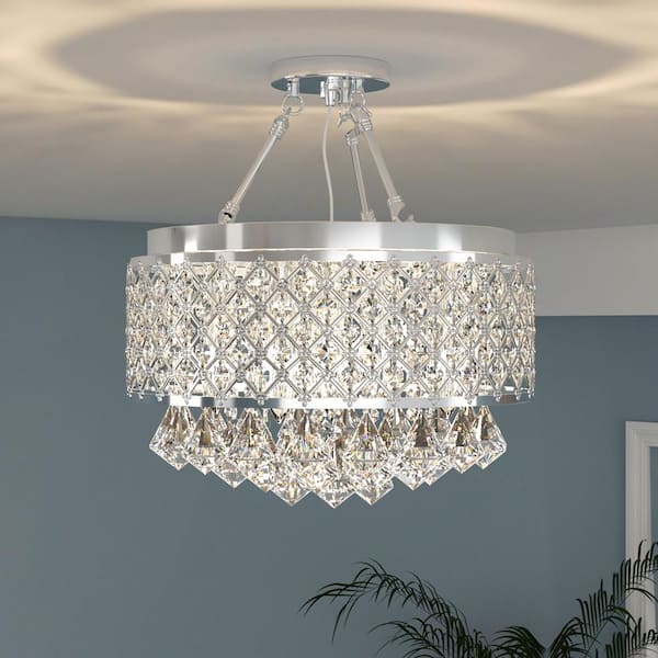 Jackson 15 in. 4-Light Semi-Flush Mount with Crystal