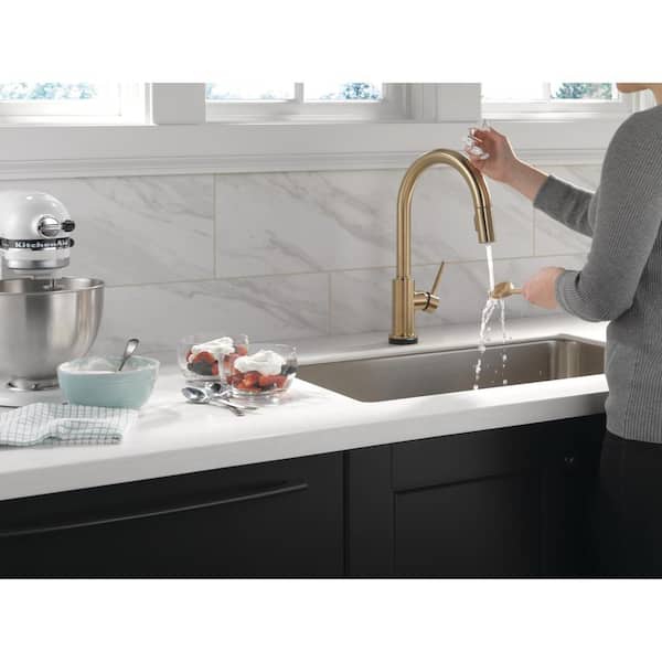 Trinsic Single-Handle Pull-Down Sprayer Kitchen Faucet with Touch2O Technology in Champagne Bronze