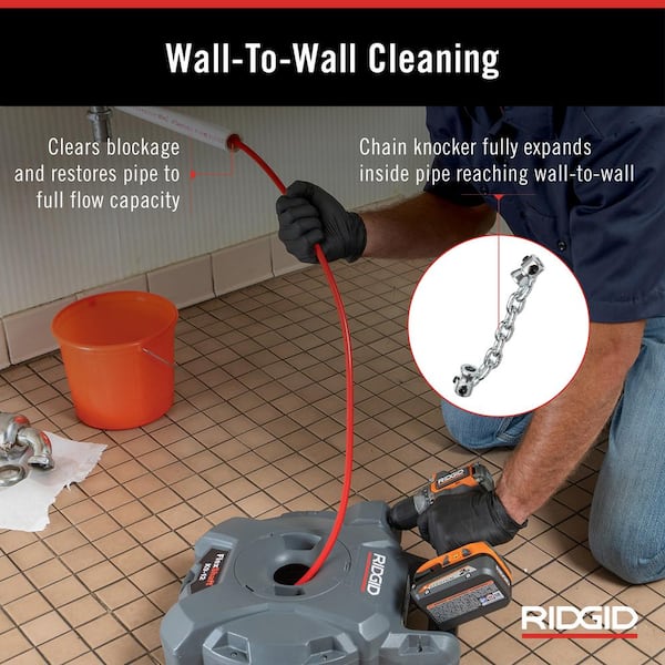 K9-12 FlexShaft Wall-to-Wall Drain Cleaner, 1/4 in. x 30 ft. Cleans 1-1/4 in. to 2 in. Pipes to Full Flow Capacity
